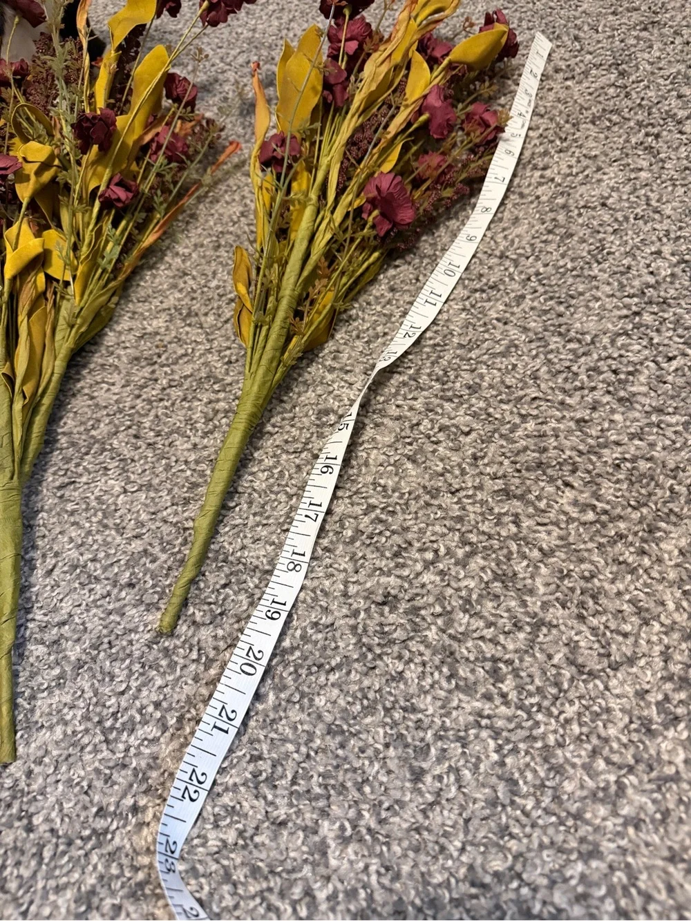 Faux Autumn Floral Spray Bouquet - Yellow and Burgundy